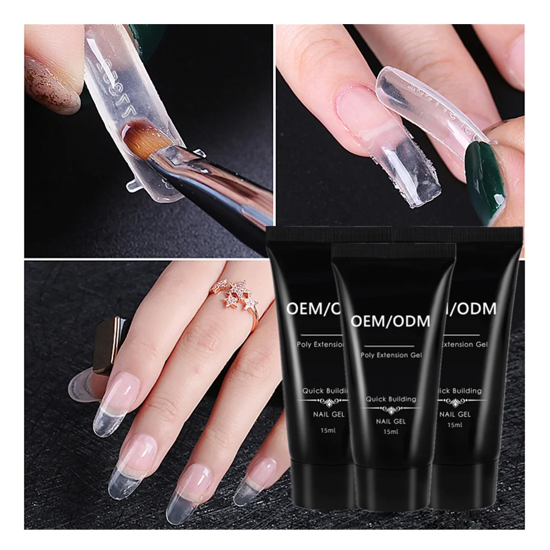 With Your Logo 15Ml Exquisite Nail Extension Acrylic Poly Gel Gift Box Set With Uv Lamp