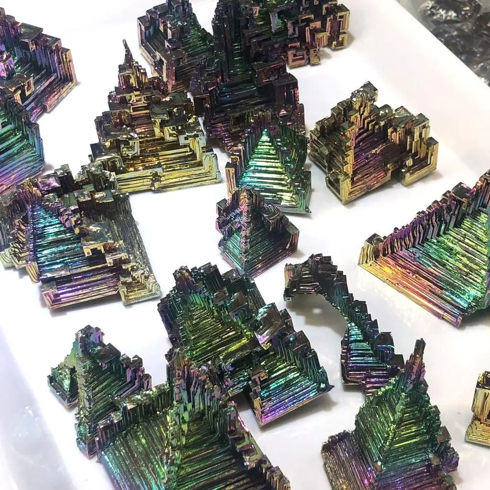 Rainbow  Bismuth Mineral  Pyramid Crystal Bismuth Ore Craft  Decoration