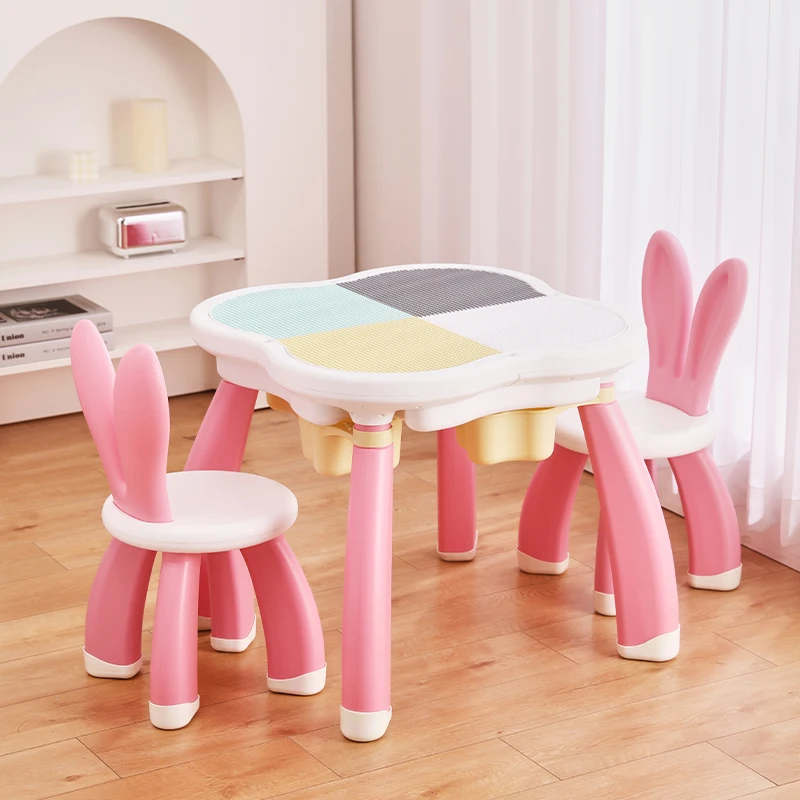 High Quality Wholesale OEM building blocks table with chair kids table set children chairs