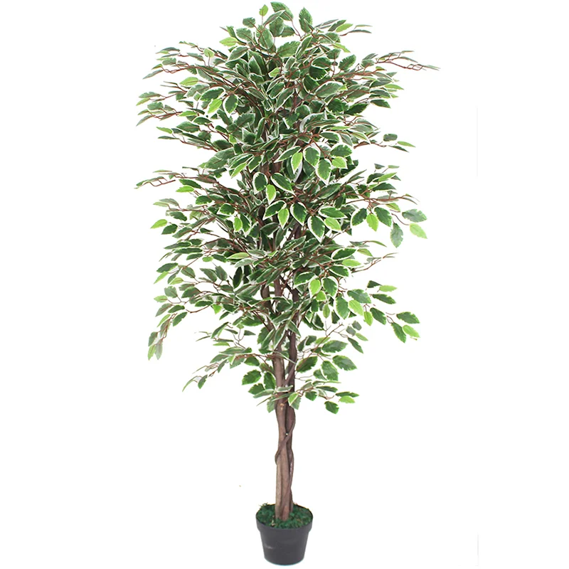 Evergreen Artificial Trees with Realistic Leaves and Trunk Topiary Faux Plant Artificial Ficus Tree for Outdoor Indoor Decor