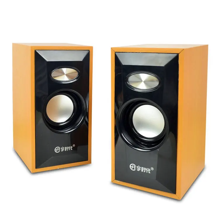 Wired Wooden Professional Speaker 2.0 USB  Laptop Speakers Compatible for Desktop