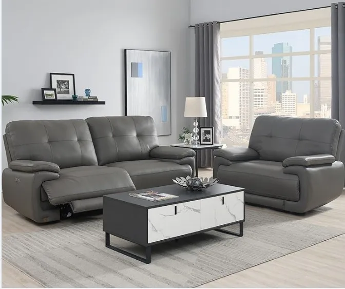 Wholesale cheap price pu leather or genuine leather 3+2+1 electric recliner sofa set