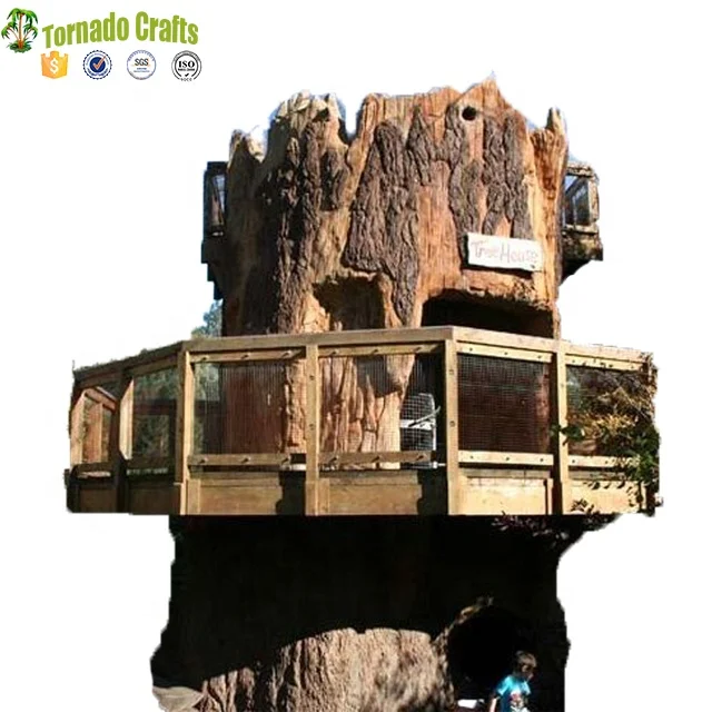 China manufacturer Custom Indoor Fiberglass Trunk Big Artificial tree house outdoor