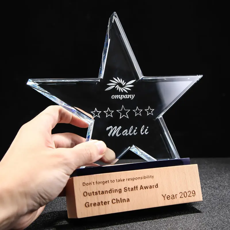 New wooden custom-made medal creative pentagram game music basketball football annual meeting commemoration trophy crystal