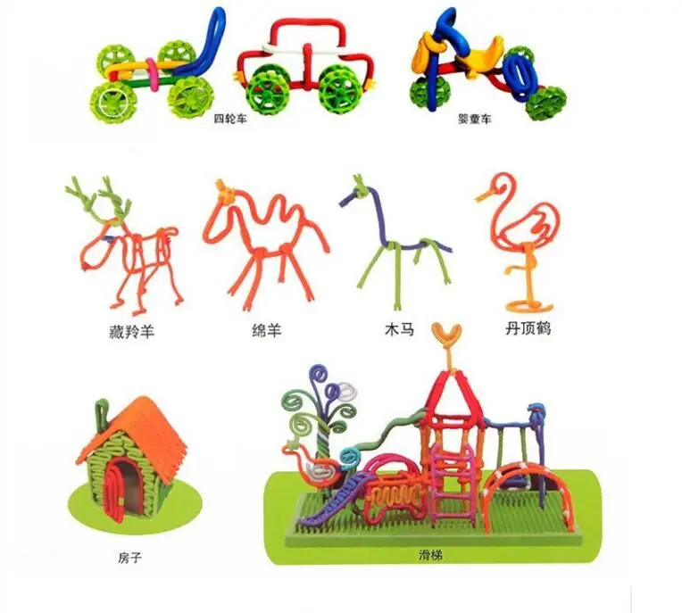 Bendable Intellectual DIY Flexible Twister Building Block Toys Puzzle Educational Toys 132PCS