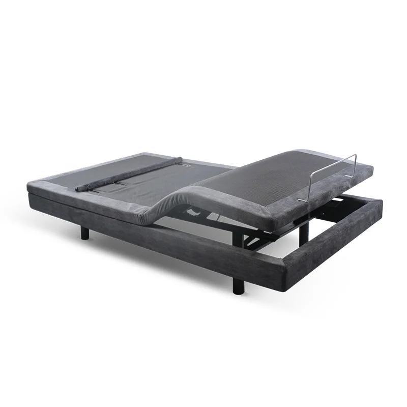 Head Tilt Lumbar Support Electric Adjustable Massage Bed Base with Under Lighting Usb Charging Port