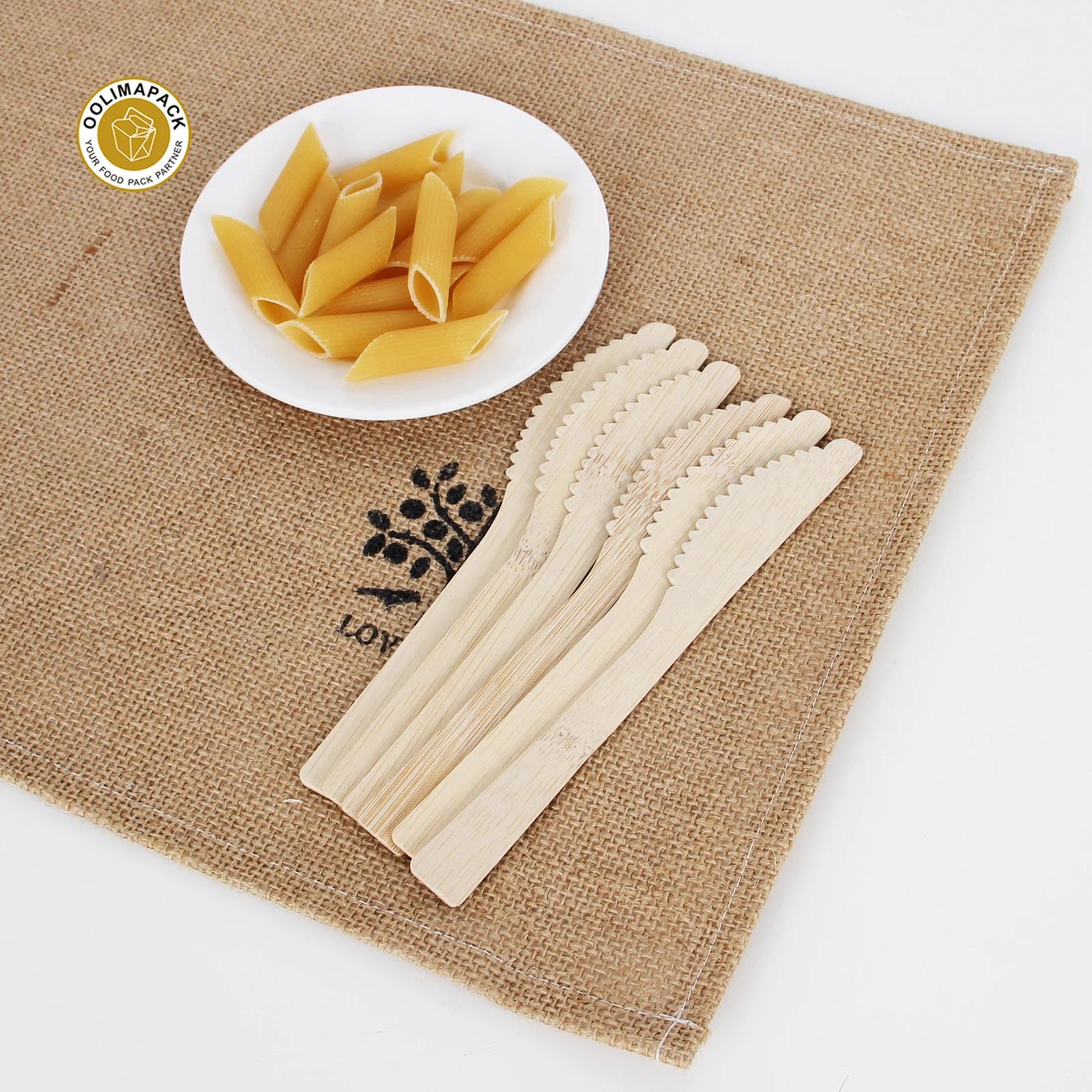 OOLIMA Food Good Material Bamboo Spoon Knife Fork For Lunch Dinner