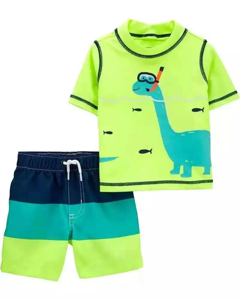 Kids Children toddlers anti UV UPF 50+ SPF 50+ swim sets board shorts with rash guard swim shirts factory customs shirts factory