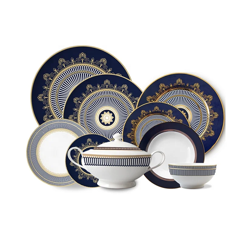 Hotsale Luxury European Royal Design Porcelain Bone China Dinner Set