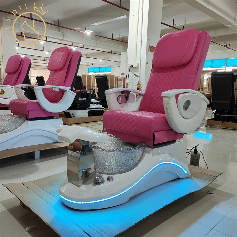 Modern Luxury Beauty Pink Black Pedicure Chair Lay Down Spa Pedicure Chair Manufacturers With Light