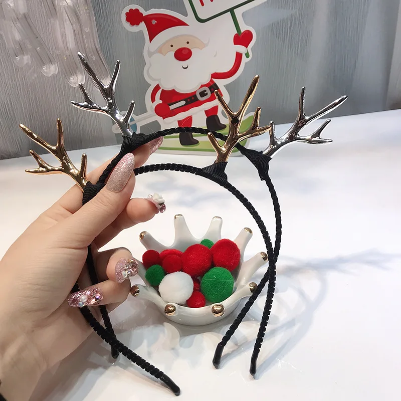 New Christmas Ball Simple Golden Deer Horn Party Dressing Hair Ornaments for Men and Women