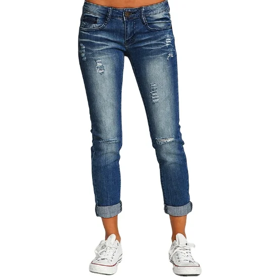 
Plus Size Women Ladies Ripped Jeans Denim Pants 