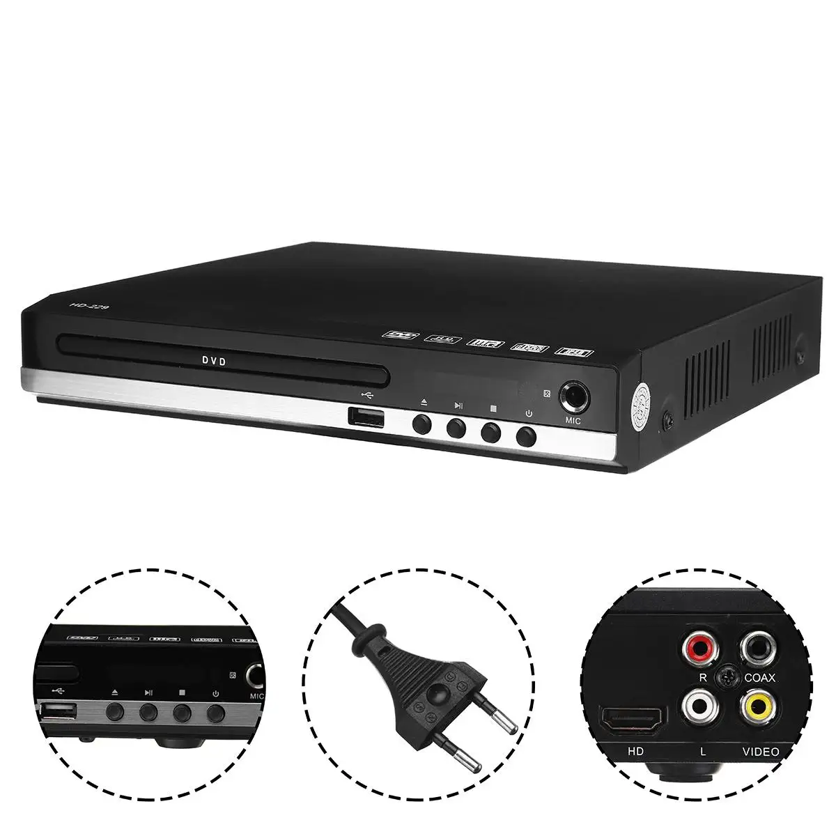 Домашний HDMI-совместимый DVD-плеер Full HD 1080P USB мультимедийный цифровой ТВ-диск с поддержкой DVD CD MP3 MP4 RW