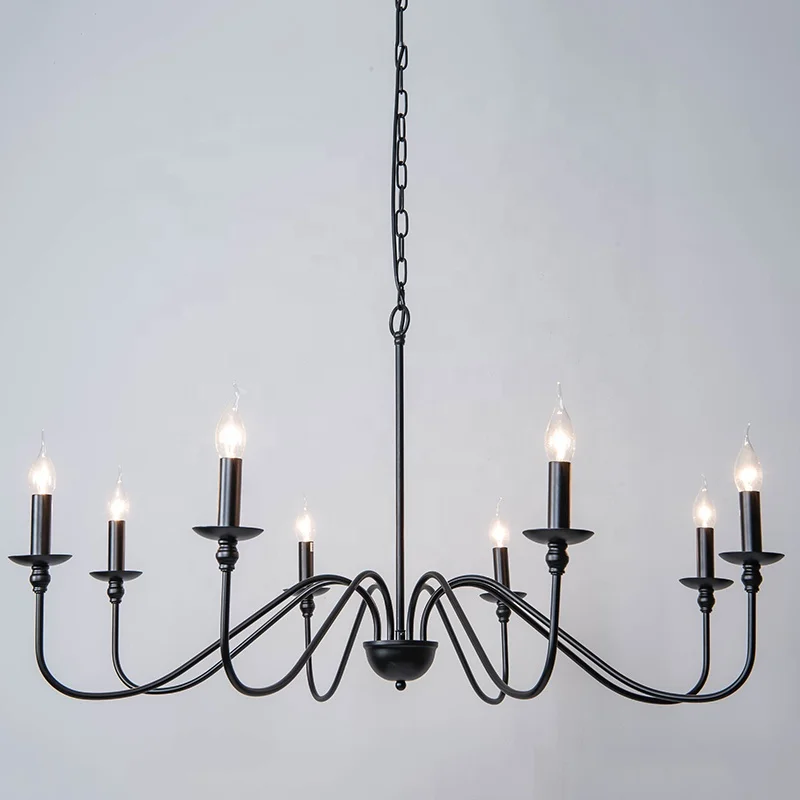 modern simple elegant black iron chandelier lighting for living room