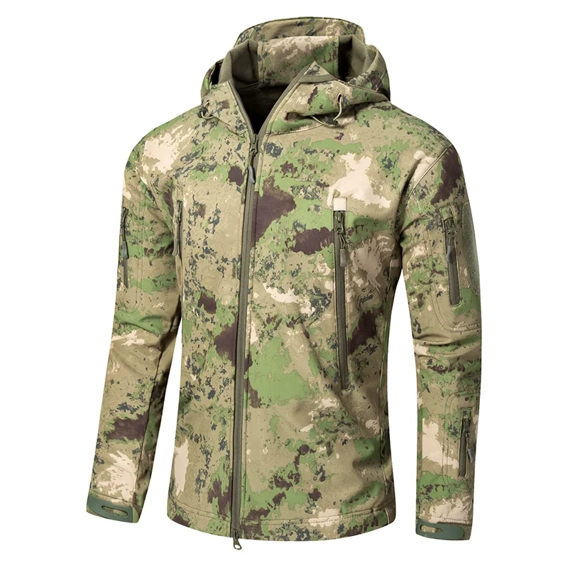 Softshell Jacket Fleece Jacket Men Custom Design with Removable Hood Polar Fleece Jacket