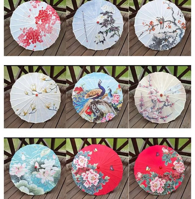Japanese Chinese Ceiling Decoration Umbrellas Craft Dance Props Parasols Traditional Culture Handmade Silk Oiled Paper Umbrella