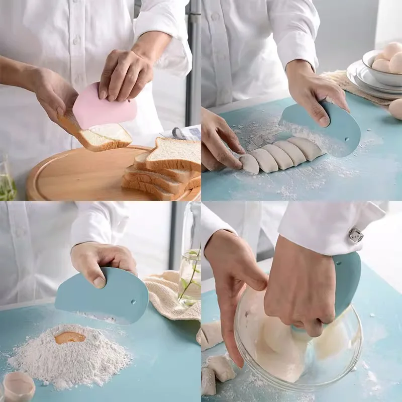 Food grade Silicone Food Dough Scraper Flexible Curved Edge Bench Scraper for Baking, Sourdough Bread Proofing Basket