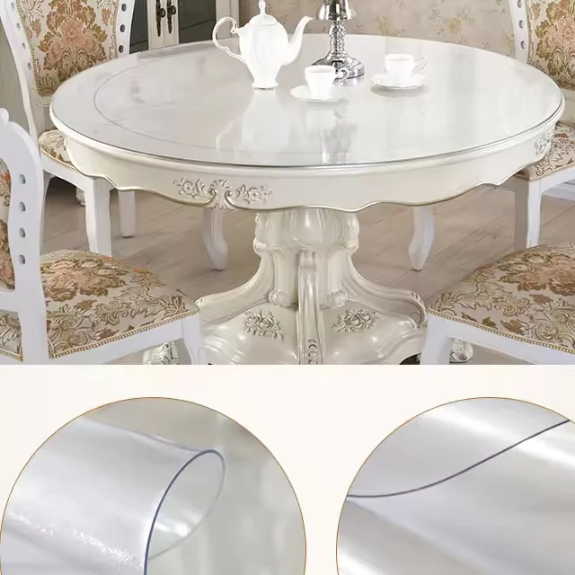 New Arrival 2.4m super large Clear Pvc plastic table cover rolls Waterproof Oil Proof transparent plastic table cloth