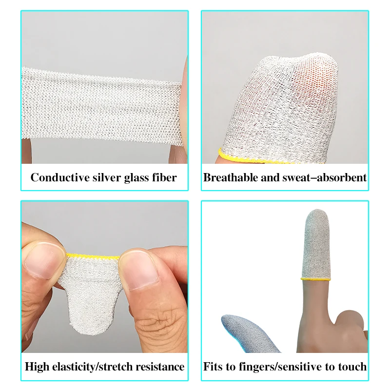 Новинка 2022, игровые напальчники из стекловолокна и серебряного волокна, напальчники для мобильных игр с защитой от пота