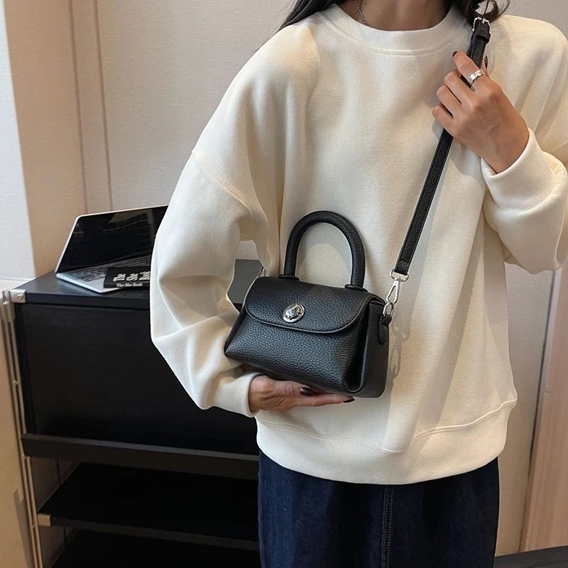 2023 Y2K Designer Crossbody Bag with Short Handle for Women - Small Leather Cute Solid Color Handbags and Purses