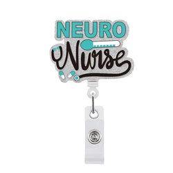 Medical Nurse Sublimation   logo Holder Retractable Alligator clip Yoyo ID card holder Acrylic Badge Reel