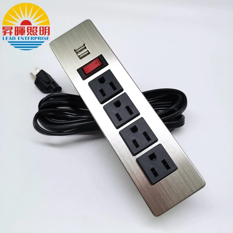 Сетевой фильтр для рабочего стола с 4 розетками, 2 USB-порта, а