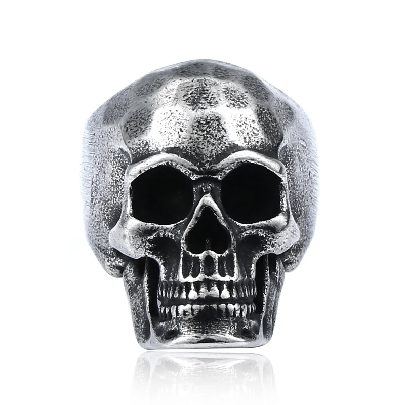 SS8-592R Stainless Steel New Design Skeleton Men Ring Wholesale Gothic Skull Jewelry Skull Moving Mouth Ring Punk Biker Jewelry