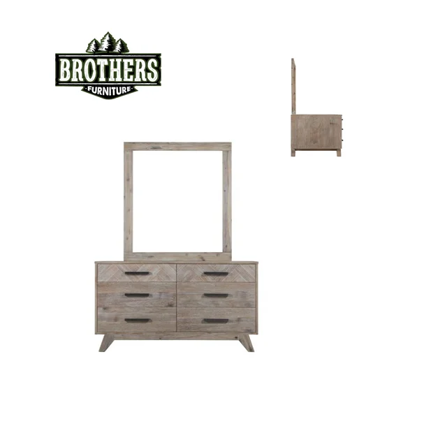 Dresser 6 drawers Mirror bedroom Design Home Furniture Queen Size Frame Luxury Bedroom Set Amazon brand Vietnam Manufacturer