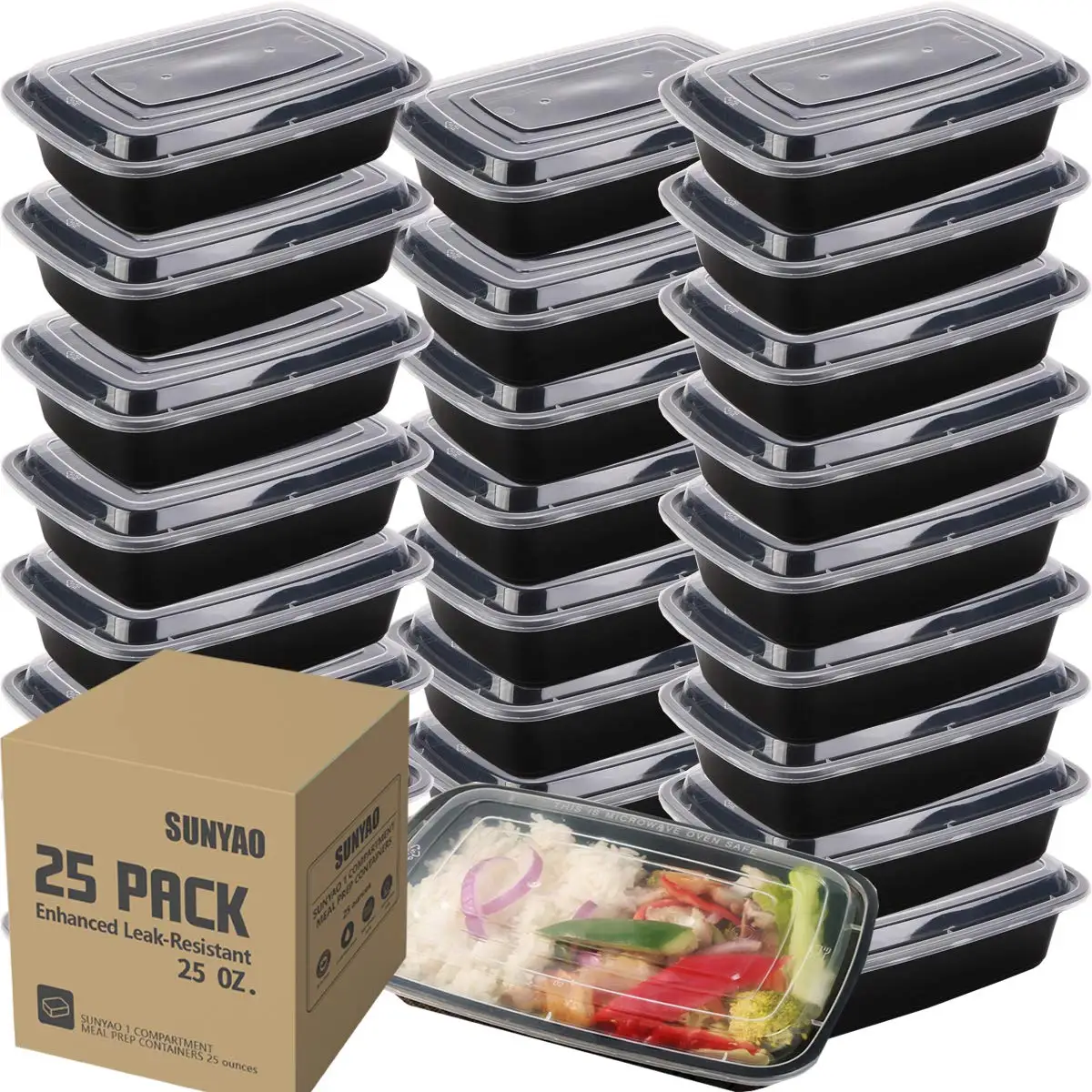 Meal Prep Containers Single 1 Compartment Food Containers Bento Lunch Boxes with Lids