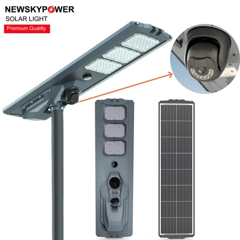 Factory Direct All In One Solar Street Light With Remote Control CCTV 4G Camera LED 400W Outdoor Industrial Highway Street Lamp