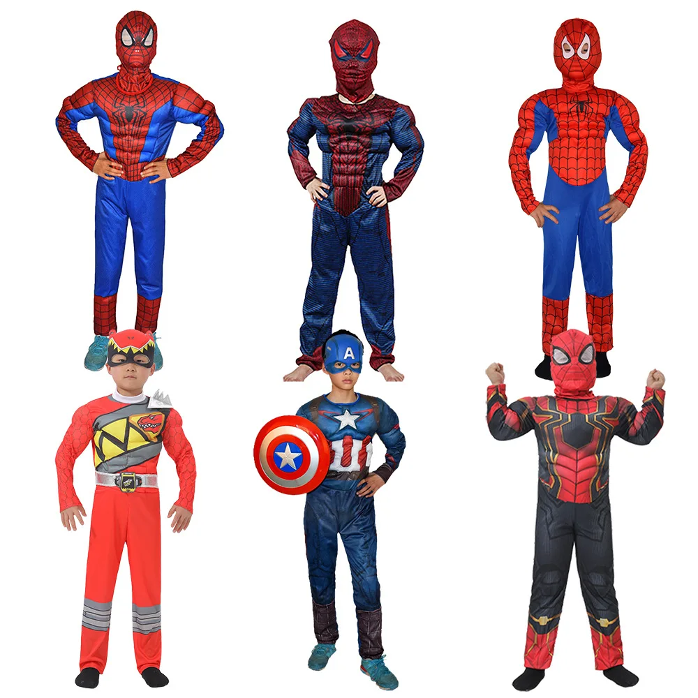Jumpsuits superhero kids muscle Spider man Halloween costumes for kids