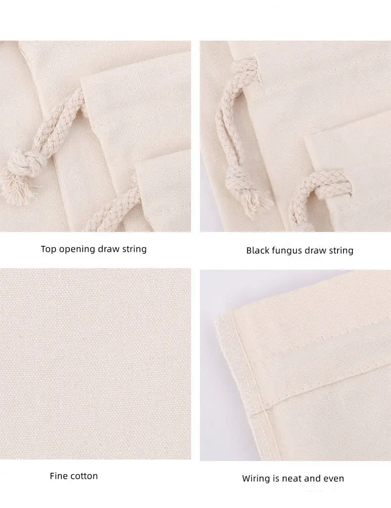 Wholesale Custom Printed Logo Canvas Top Opening Draw String Promotional Gifts Pouch Jewelry Cotton Drawstring Bag
