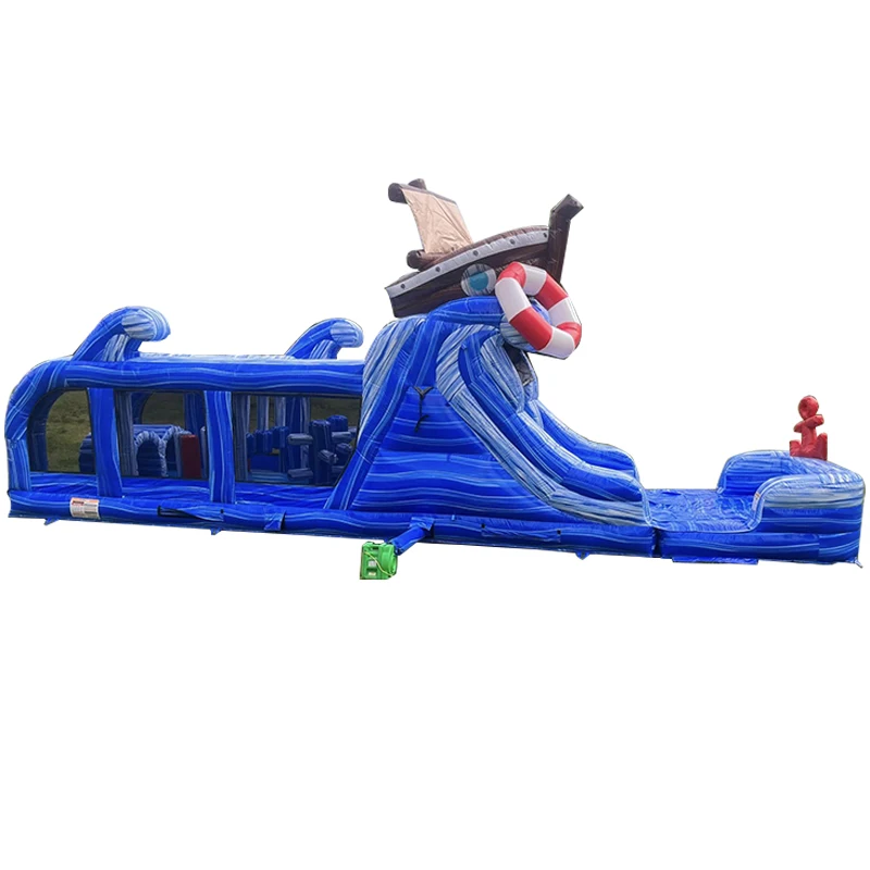 High quality Small Boat Inflatable obstacle course Jumping  Bouncy castle with Slide for kids for fun