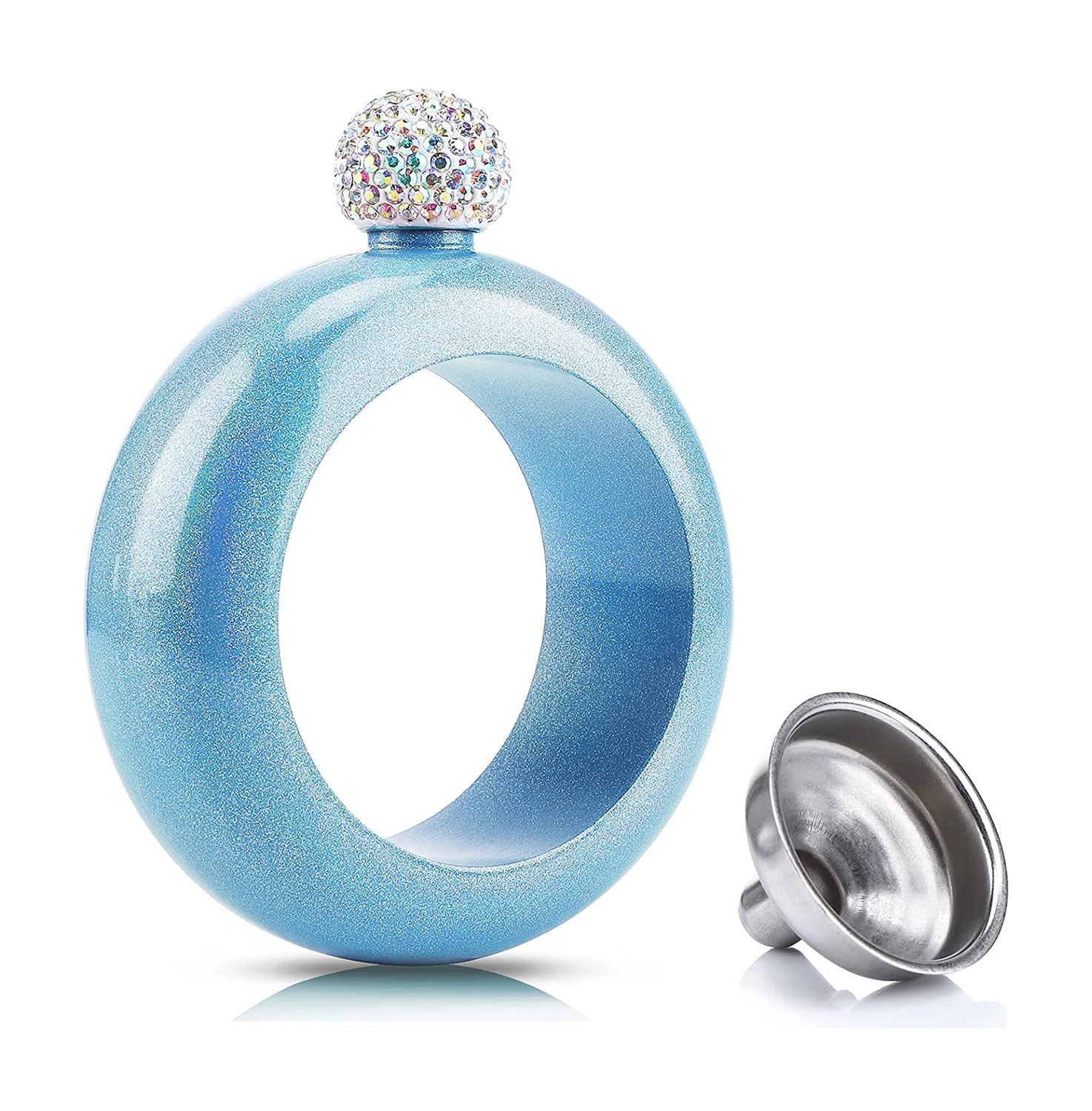 3.5oz Bangle Liquor Bracelet Pocket Hip Flask With Diamond Lid Stainless Steel Alcohol Metal Whiskey Vodka Flagon