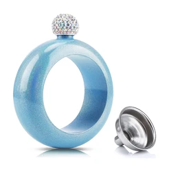 3.5oz Bangle Liquor Bracelet Pocket Hip Flask With Diamond Lid Stainless Steel Alcohol Metal Whiskey Vodka Flagon