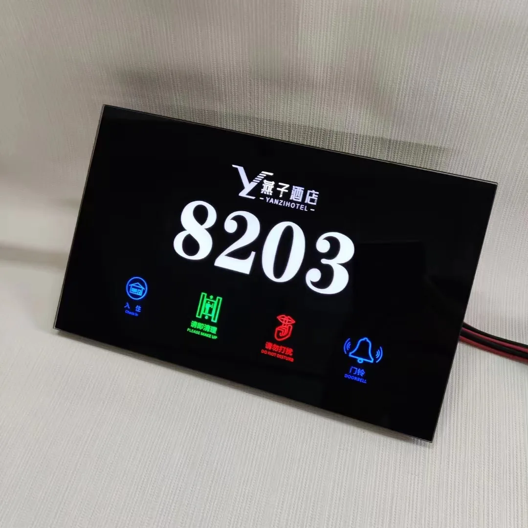 LED Backlight  Touch Door Bell System for Hotel Room Number Service Sign Doorbell Switch