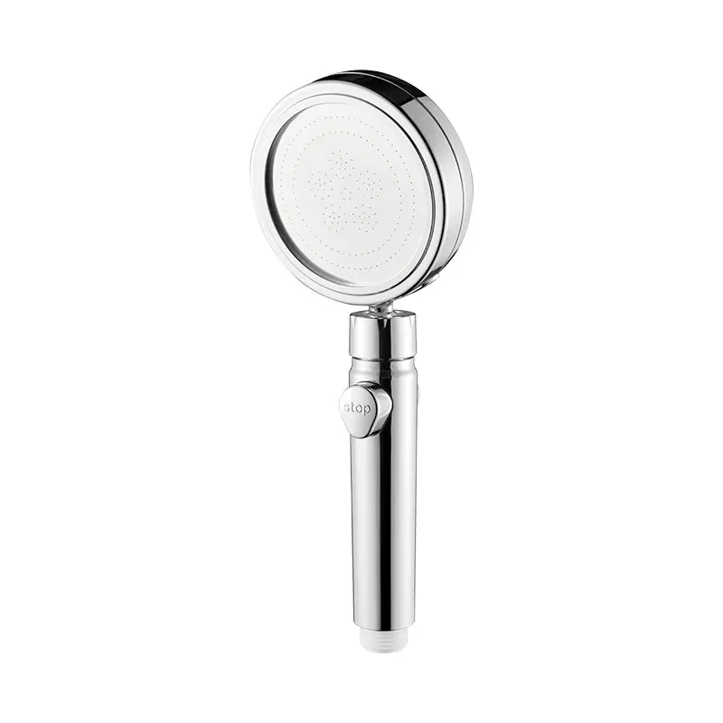 360 Вращающаяся портативная ручная душевая головка высокого давления из нержавеющей стали с одним ключом стоп воды