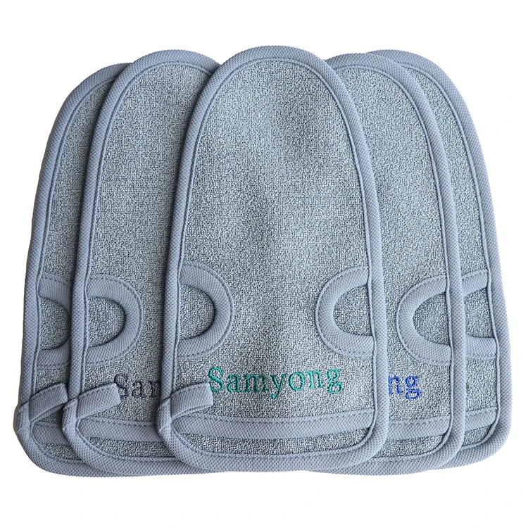 Bamboo exfoliating mitt towel for body scrub of glove scrub (1600276173201)