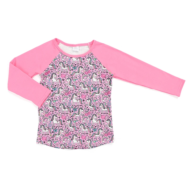 
Boutique kids shirts raglan long sleeve children clothes print milk silk fabric baby girls top 