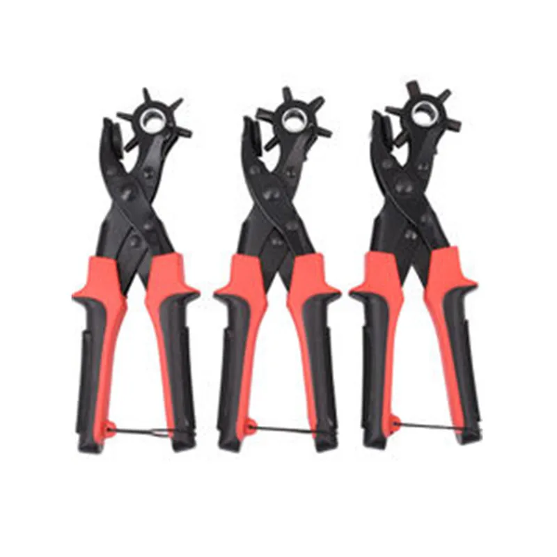 
2020 NEW Leather Belt Hole Punch Plier non-slip handle with 6 Different Punch Heads Leather Crafting Tools 