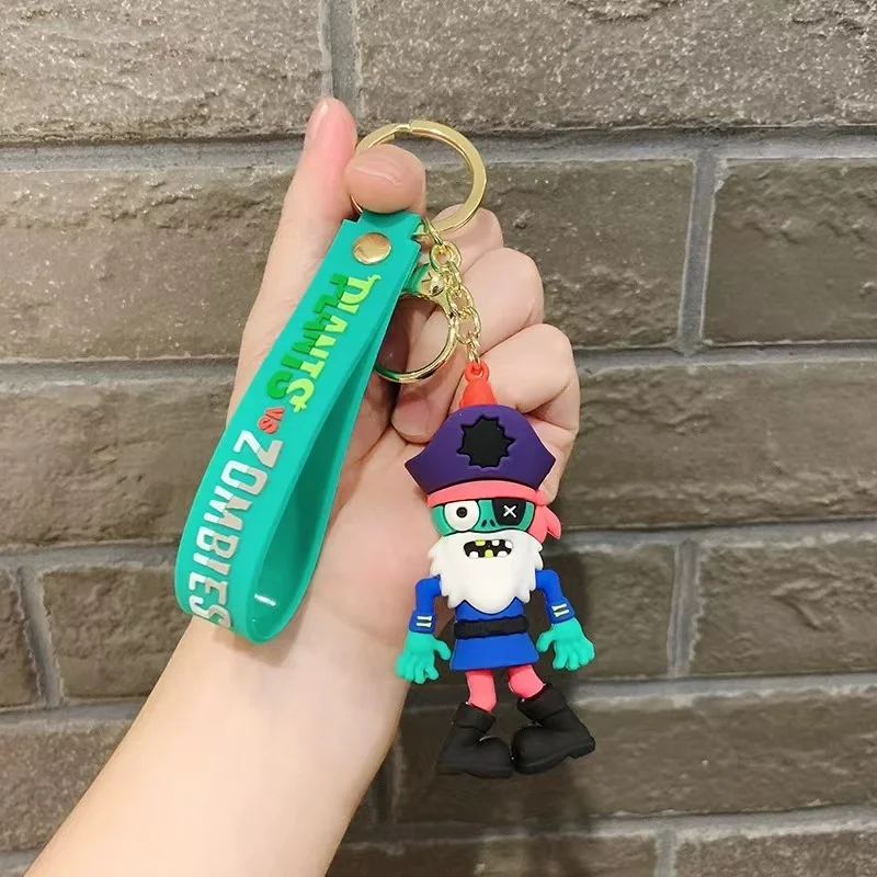 New Designs 3D Anime Silicone Plants vs. Zombie Keychains Car Key Ring Cartoon Doll Pendant Hangers Key Chains Wholesale