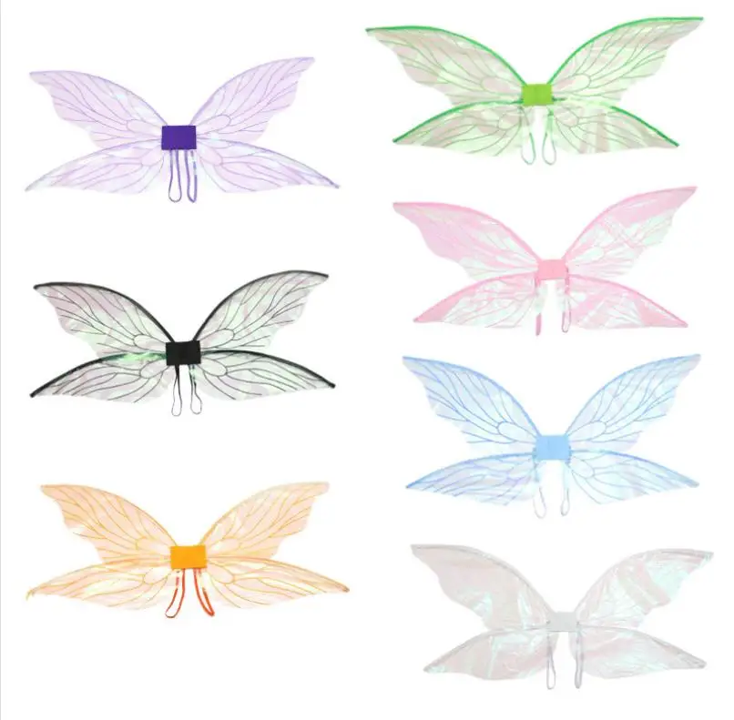 Fairy Clear Wings for Girls Dress Up Party Decorations Sparkling Butterfly Sheer Wing Angel Halloween Cosplay Costumes Props