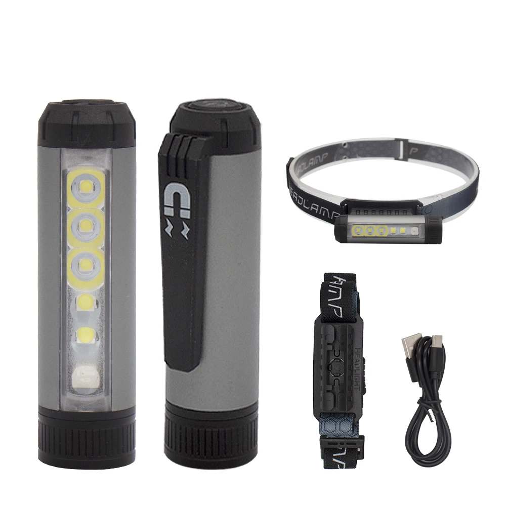 AT Portable Handheld Mini Flashlight Usb Rechargeable Magnetic Camping Flashlight Outdoor Light Led Headlamp