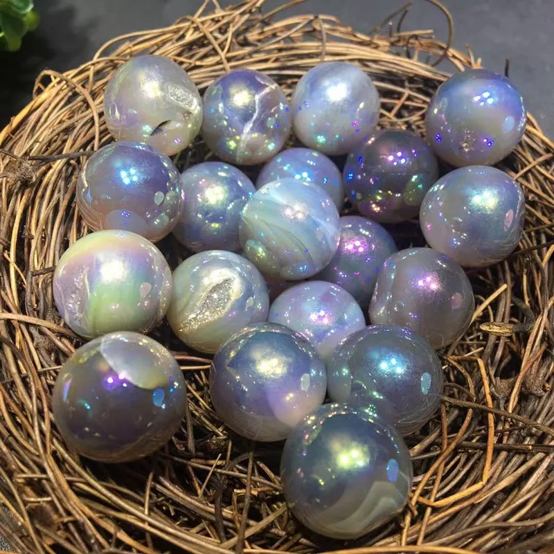 wholesale natural electroplating aura quartz crystal small sphere crystal ball crystal craft for gifts