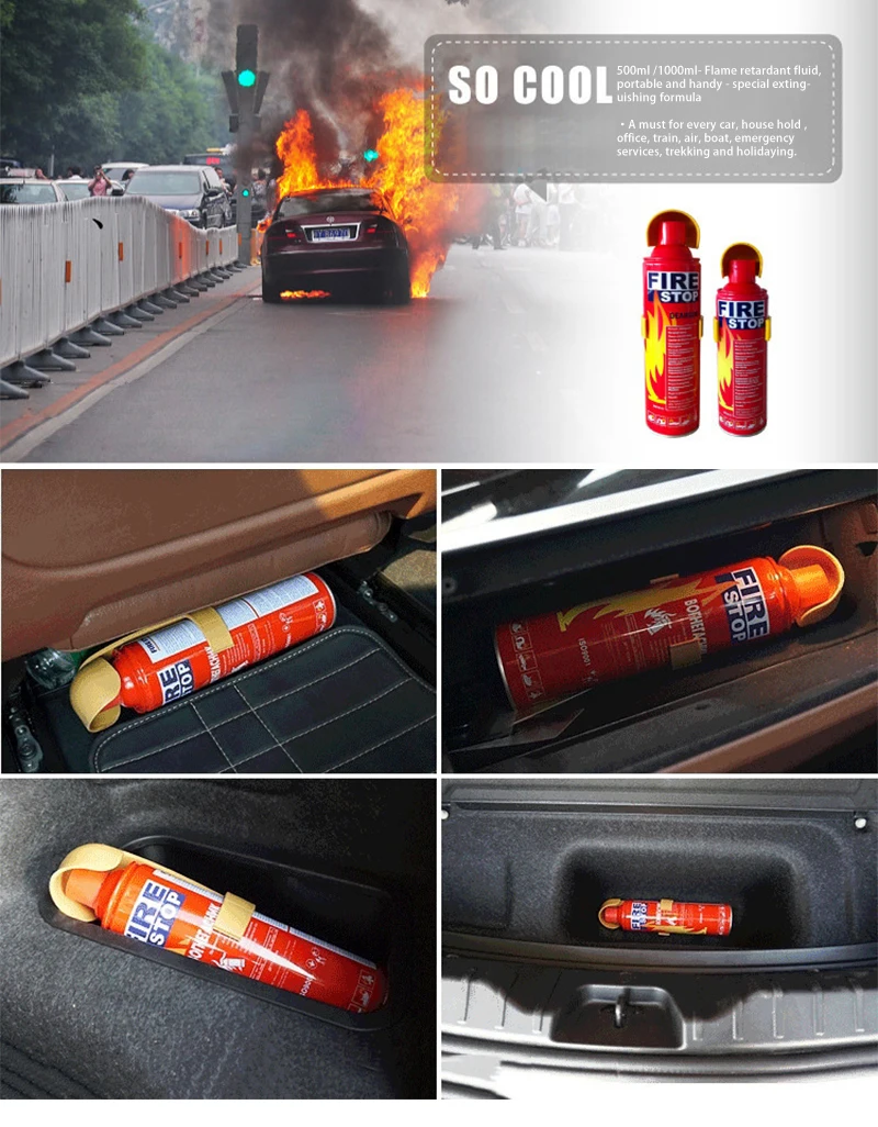 Easy-use 500ml Emergency Tool Automatic Fire Extinguisher Car Fire Stop Extinguisher