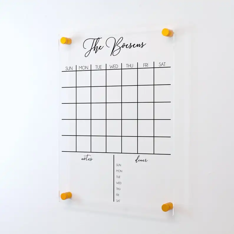 VONVIK High Quality Supplier Printing Acrylic Dry Erase Wall Calendar