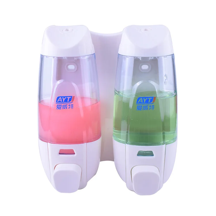 Wall Mounted Plastic chamber 300ml  2 in 1 wall-mounted hand wash lotion clear  liquid soap dispenser