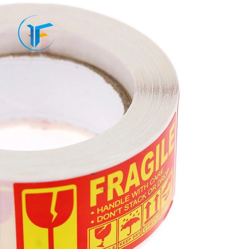 Guangzhou Supplier Yellow Warning Shipping Fragile Private Label Fragile Sticker