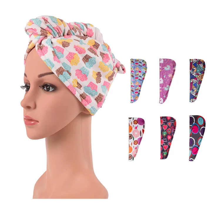 wholesale New arrival Super fluffy Colorful patterns Microfiber dry hair turban