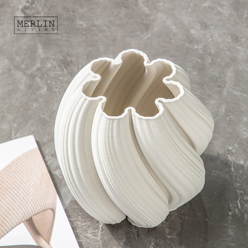 Merlin Living 3D Printing Ceramic vase Modern and simple home decor vase Chaozhou Ceramic Factory Wholesale
